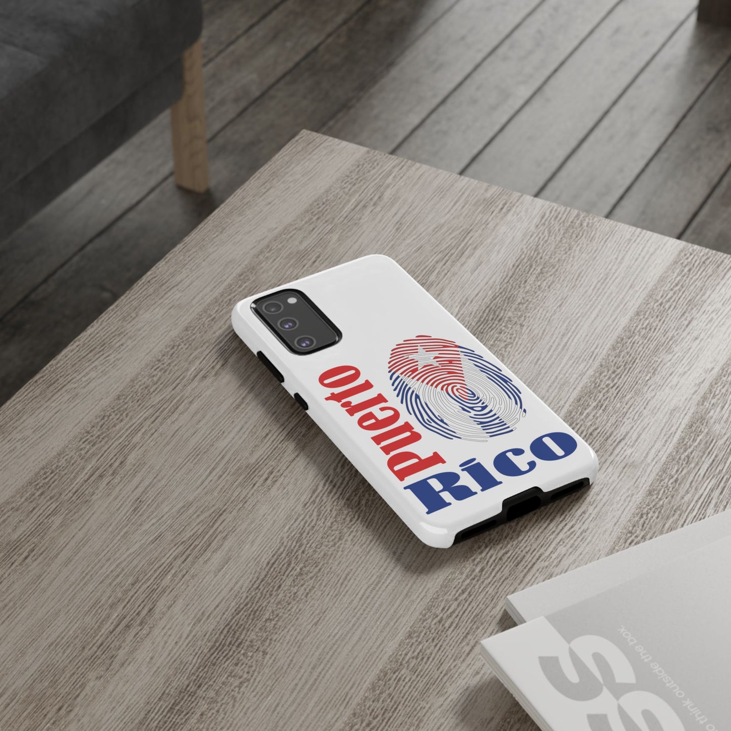 Puerto Rico Fingerprint Phone Case – Patriotic Red & Blue Protective Tough Case