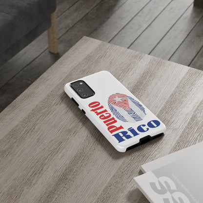Puerto Rico Fingerprint Phone Case – Patriotic Red & Blue Protective Tough Case