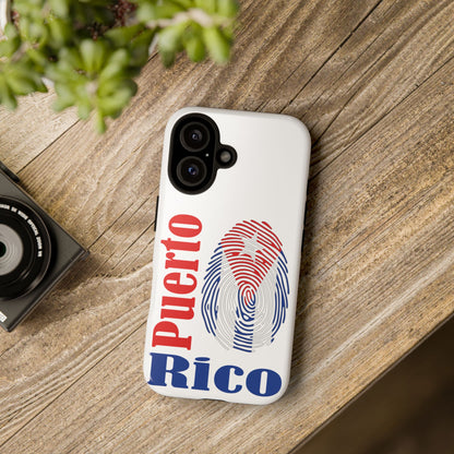 Puerto Rico Fingerprint Phone Case – Patriotic Red & Blue Protective Tough Case