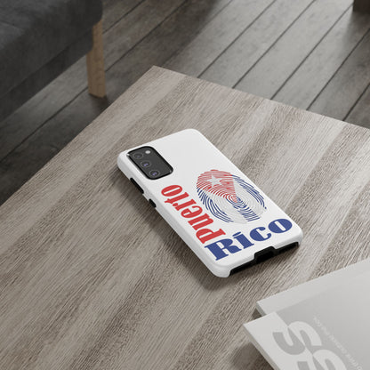 Puerto Rico Fingerprint Phone Case – Patriotic Red & Blue Protective Tough Case
