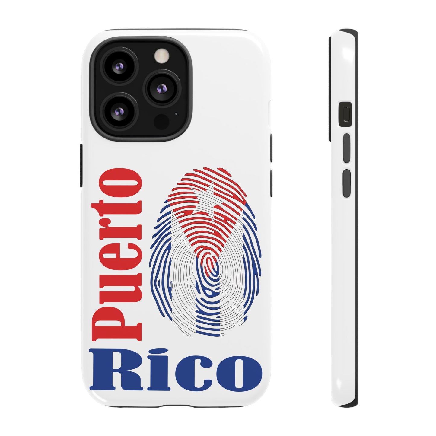 Puerto Rico Fingerprint Phone Case – Patriotic Red & Blue Protective Tough Case
