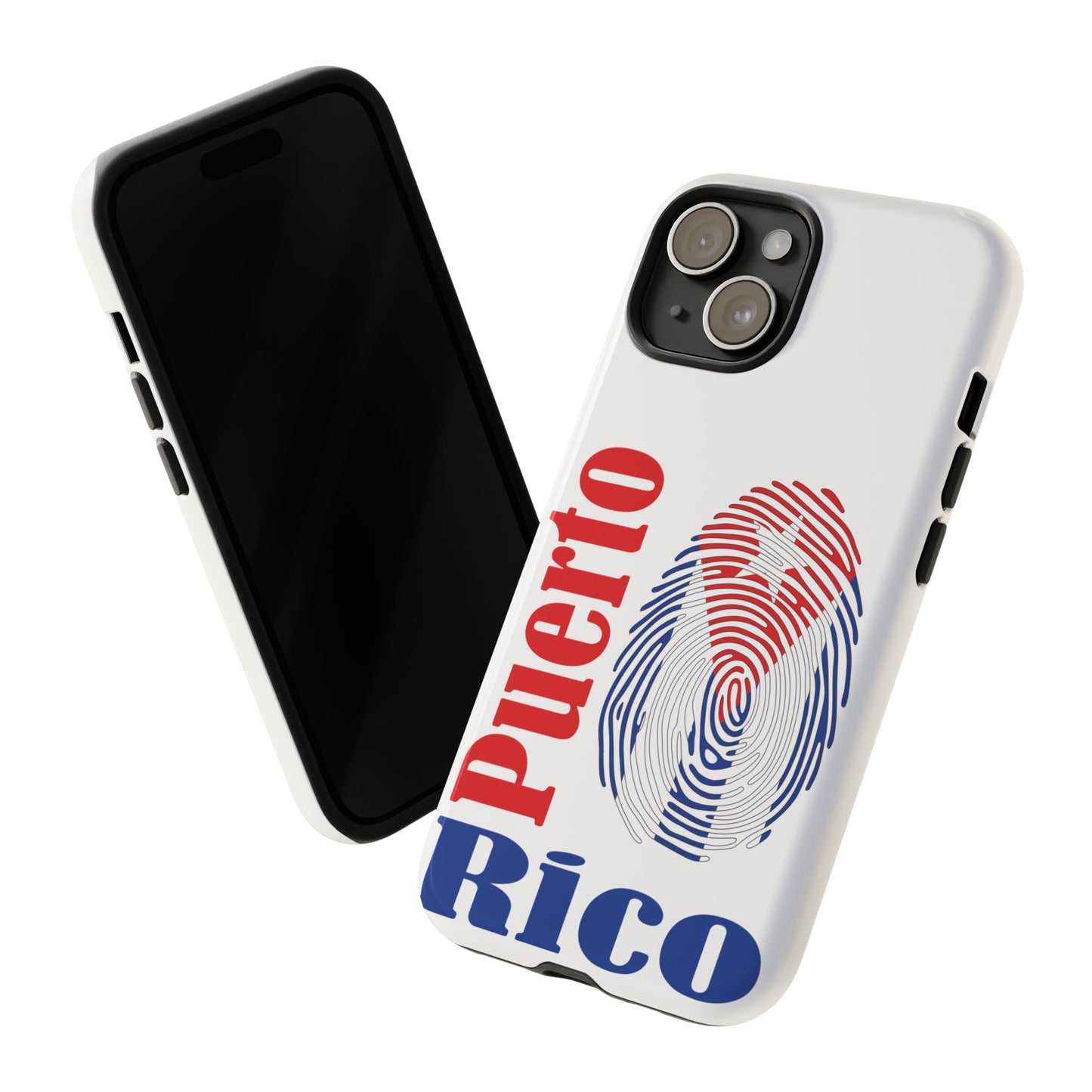Puerto Rico Fingerprint Phone Case – Patriotic Red & Blue Protective Tough Case