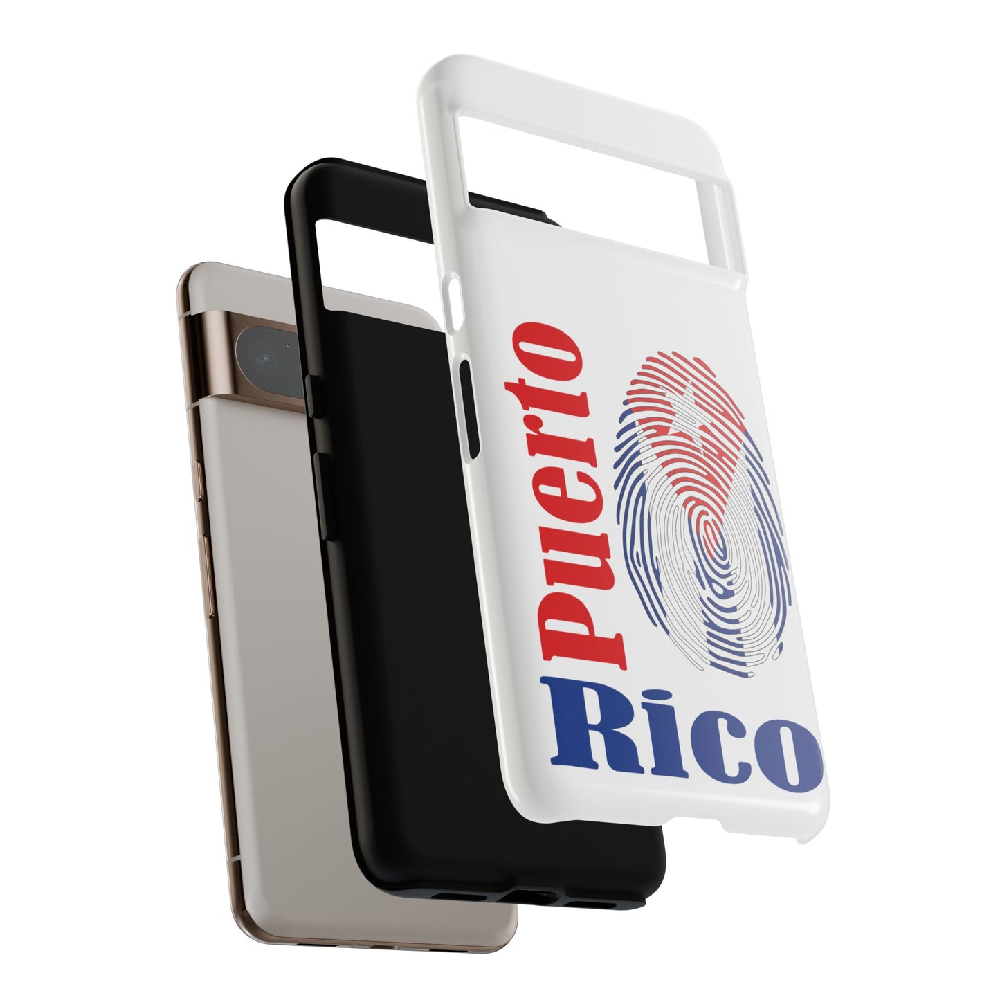 Puerto Rico Fingerprint Phone Case – Patriotic Red & Blue Protective Tough Case