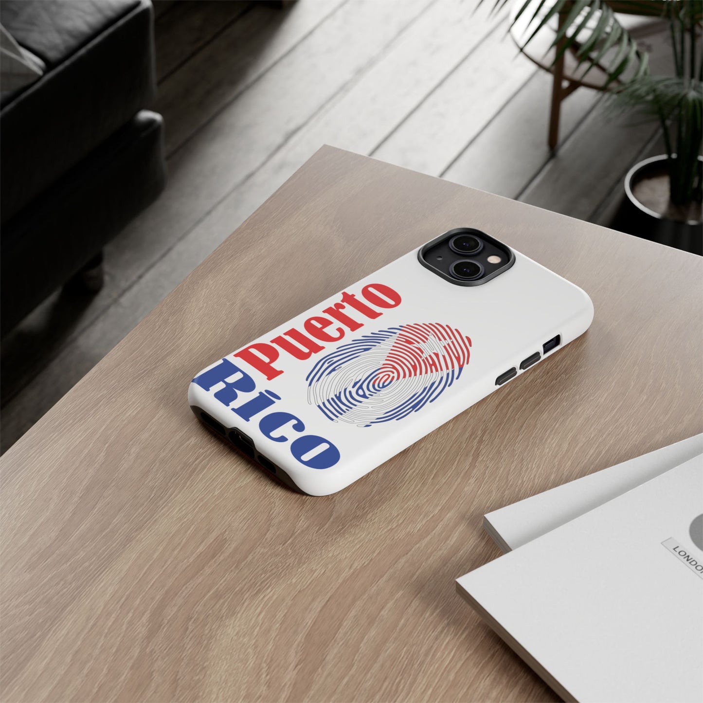 Puerto Rico Fingerprint Phone Case – Patriotic Red & Blue Protective Tough Case