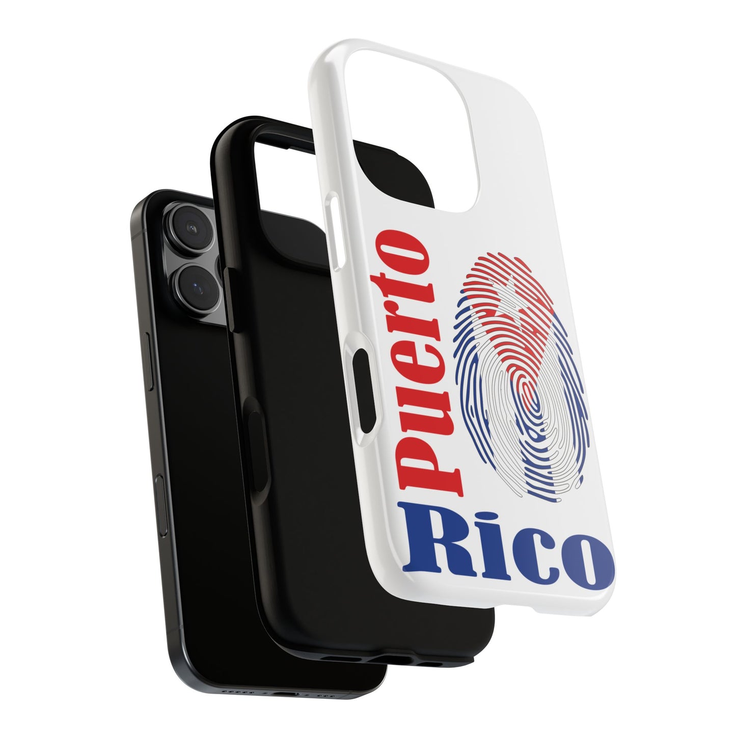 Puerto Rico Fingerprint Phone Case – Patriotic Red & Blue Protective Tough Case