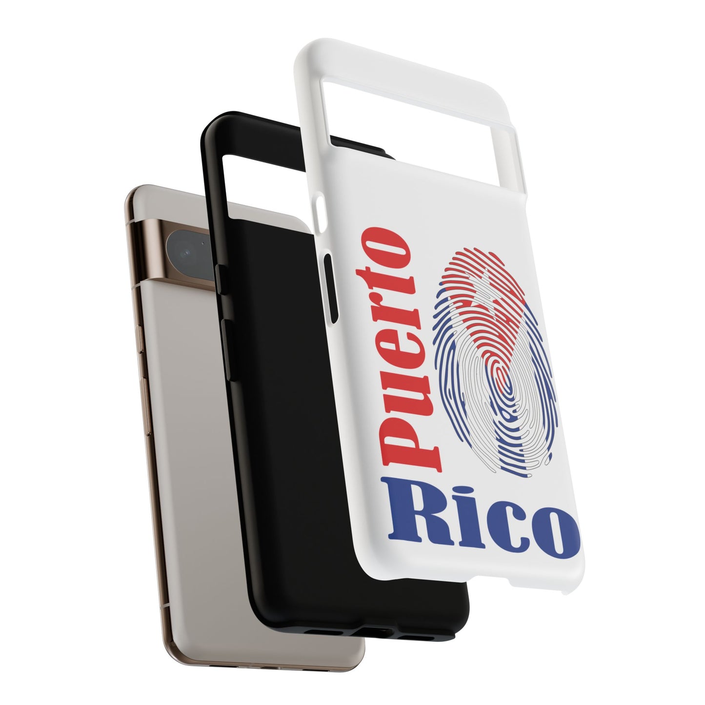 Puerto Rico Fingerprint Phone Case – Patriotic Red & Blue Protective Tough Case