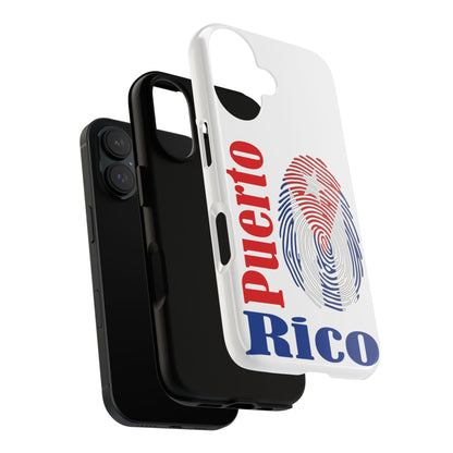Puerto Rico Fingerprint Phone Case – Patriotic Red & Blue Protective Tough Case