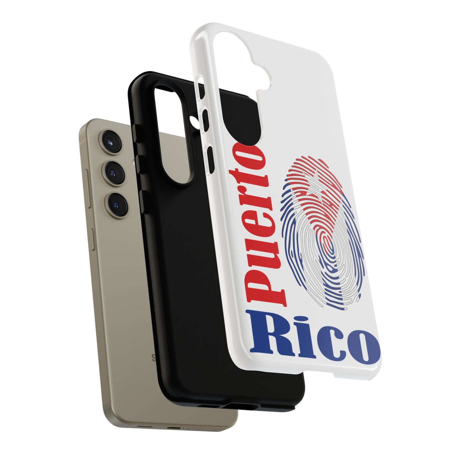 Puerto Rico Fingerprint Phone Case – Patriotic Red & Blue Protective Tough Case