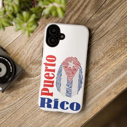 Puerto Rico Fingerprint Phone Case – Patriotic Red & Blue Protective Tough Case