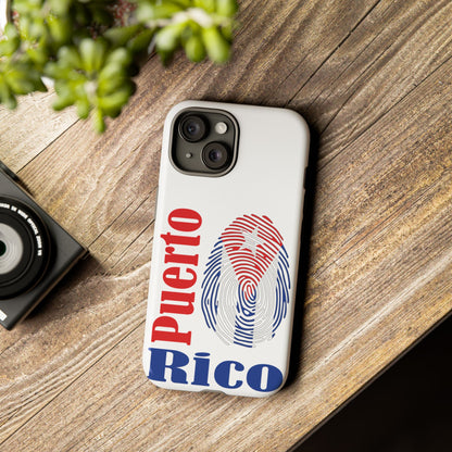 Puerto Rico Fingerprint Phone Case – Patriotic Red & Blue Protective Tough Case