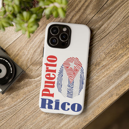 Puerto Rico Fingerprint Phone Case – Patriotic Red & Blue Protective Tough Case