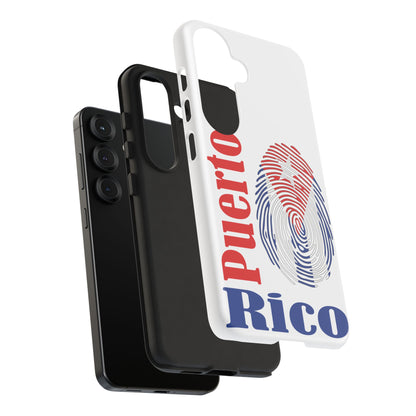 Puerto Rico Fingerprint Phone Case – Patriotic Red & Blue Protective Tough Case
