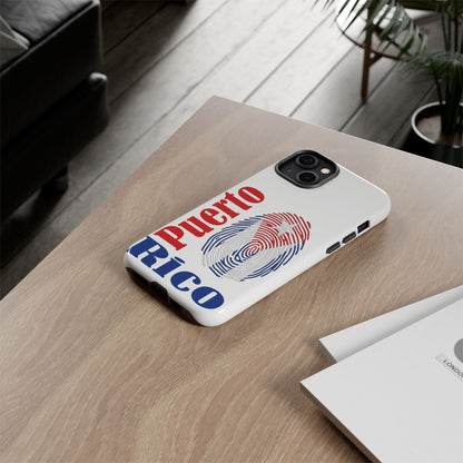 Puerto Rico Fingerprint Phone Case – Patriotic Red & Blue Protective Tough Case