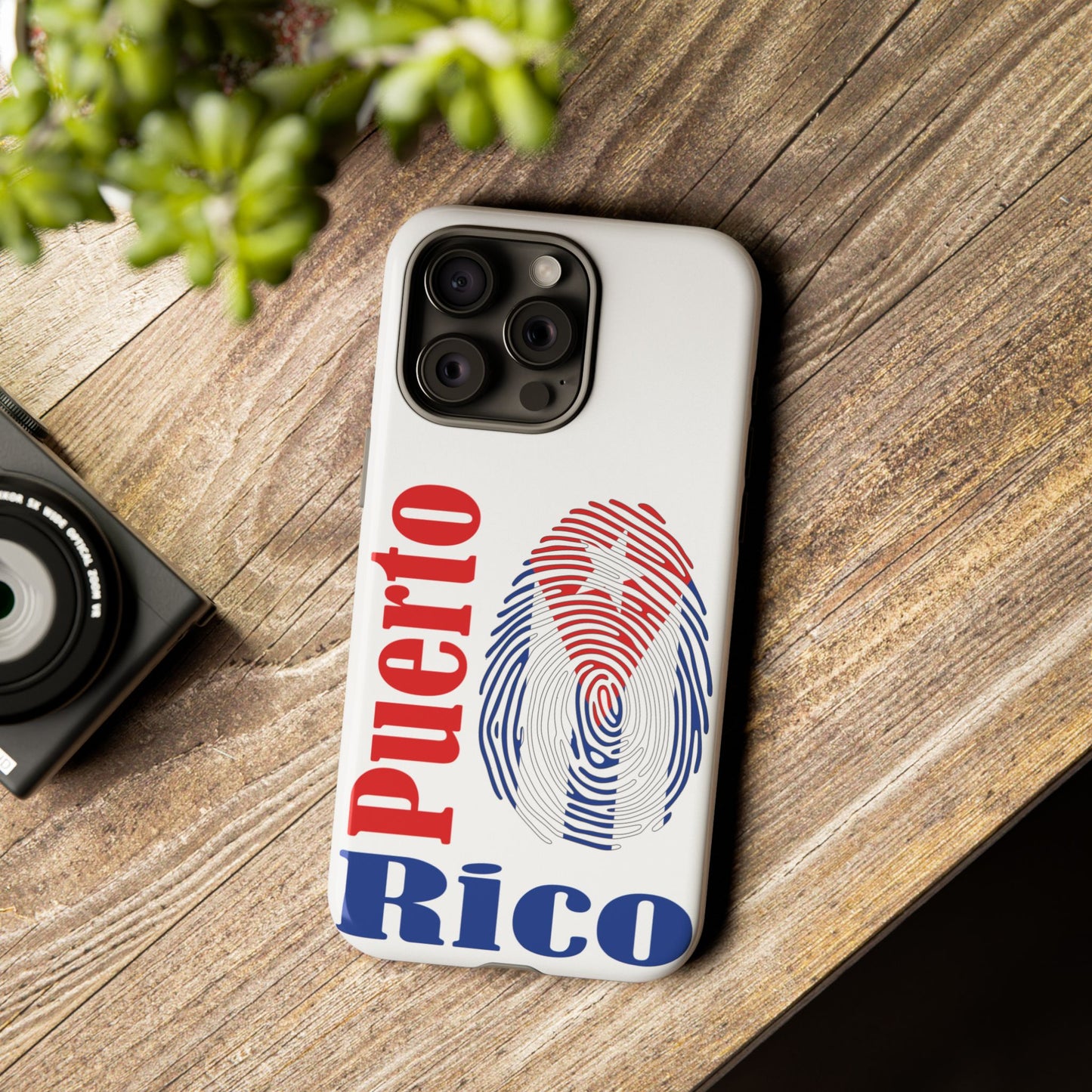 Puerto Rico Fingerprint Phone Case – Patriotic Red & Blue Protective Tough Case