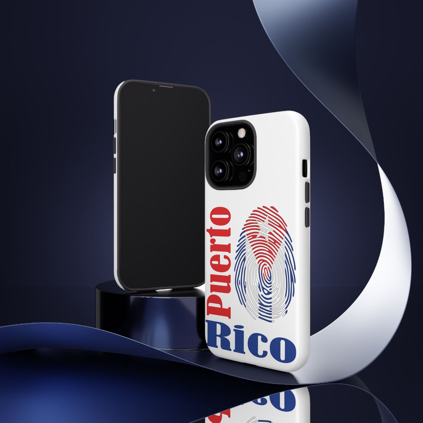 Puerto Rico Fingerprint Phone Case – Patriotic Red & Blue Protective Tough Case
