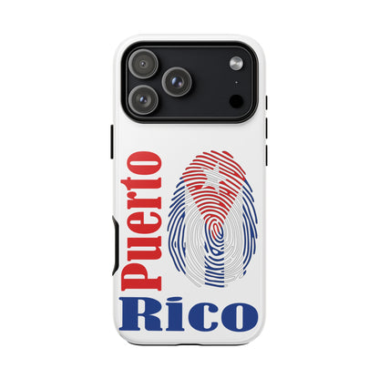 Puerto Rico Fingerprint Phone Case – Patriotic Red & Blue Protective Tough Case