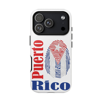 Puerto Rico Fingerprint Phone Case – Patriotic Red & Blue Protective Tough Case