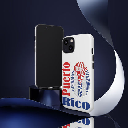 Puerto Rico Fingerprint Phone Case – Patriotic Red & Blue Protective Tough Case