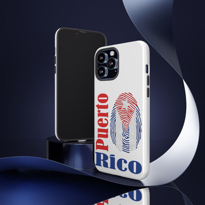 Puerto Rico Fingerprint Phone Case – Patriotic Red & Blue Protective Tough Case