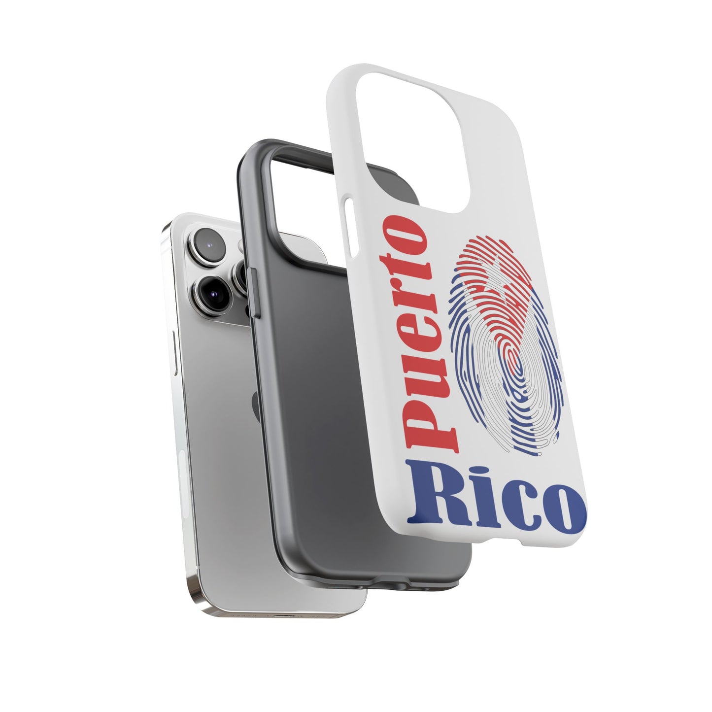 Puerto Rico Fingerprint Phone Case – Patriotic Red & Blue Protective Tough Case