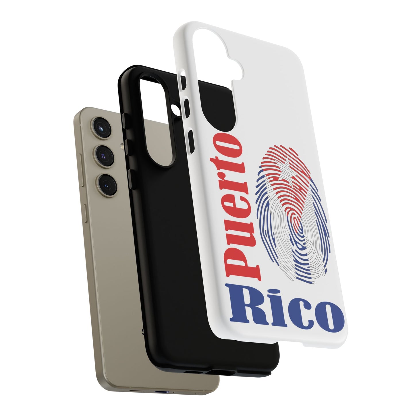 Puerto Rico Fingerprint Phone Case – Patriotic Red & Blue Protective Tough Case