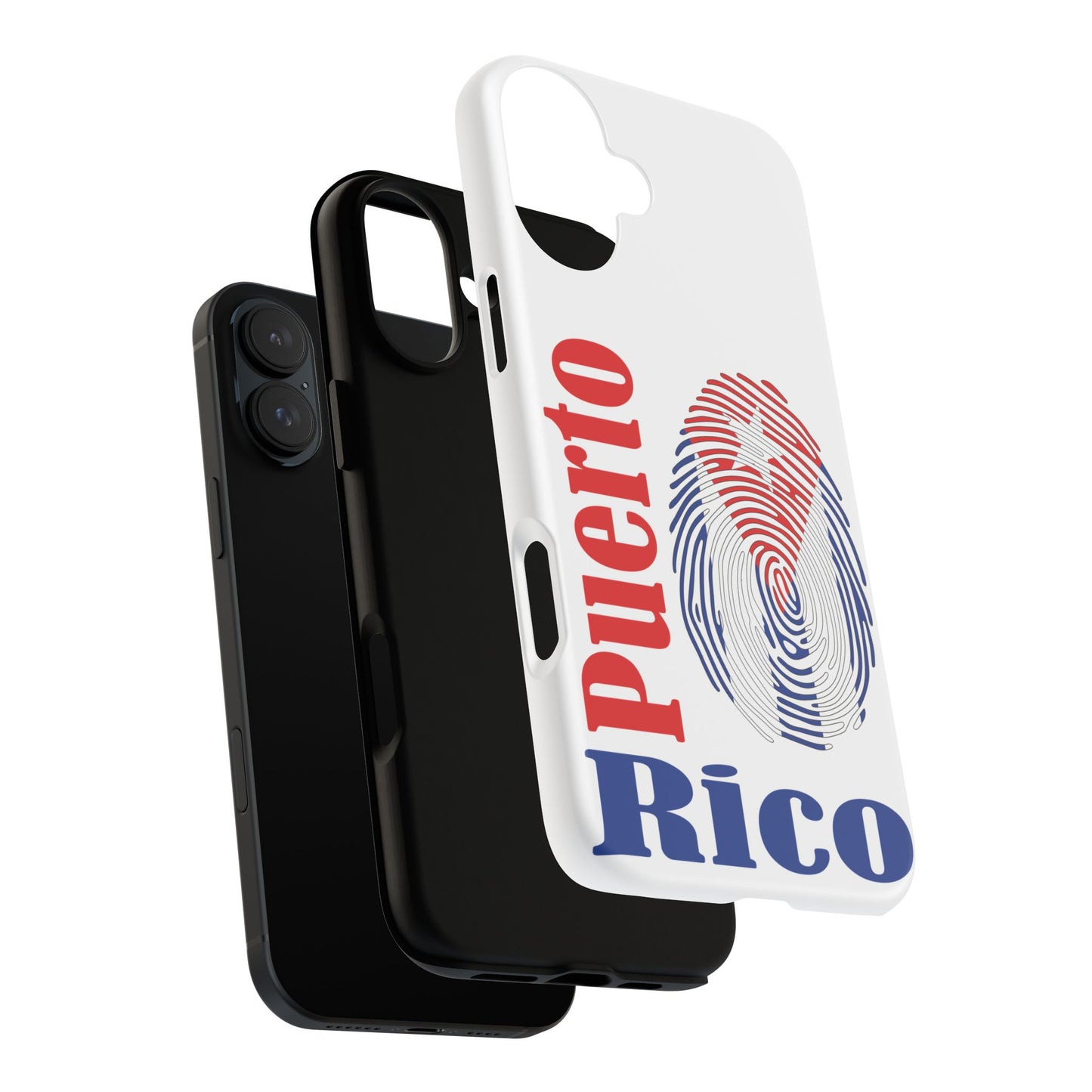 Puerto Rico Fingerprint Phone Case – Patriotic Red & Blue Protective Tough Case
