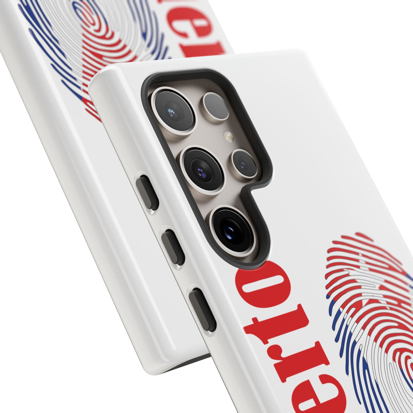 Puerto Rico Fingerprint Phone Case – Patriotic Red & Blue Protective Tough Case