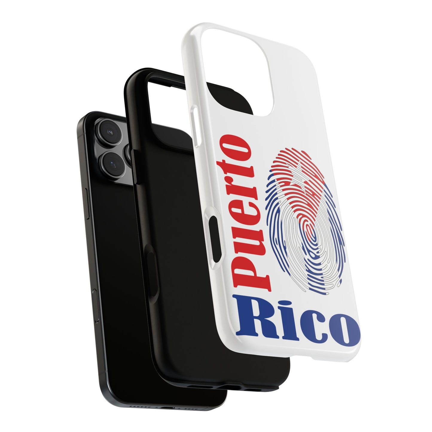Puerto Rico Fingerprint Phone Case – Patriotic Red & Blue Protective Tough Case