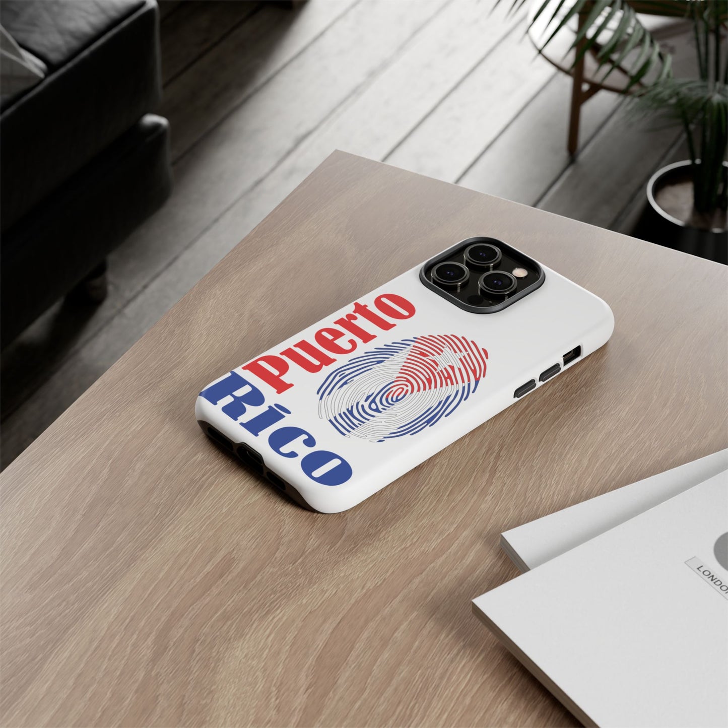 Puerto Rico Fingerprint Phone Case – Patriotic Red & Blue Protective Tough Case