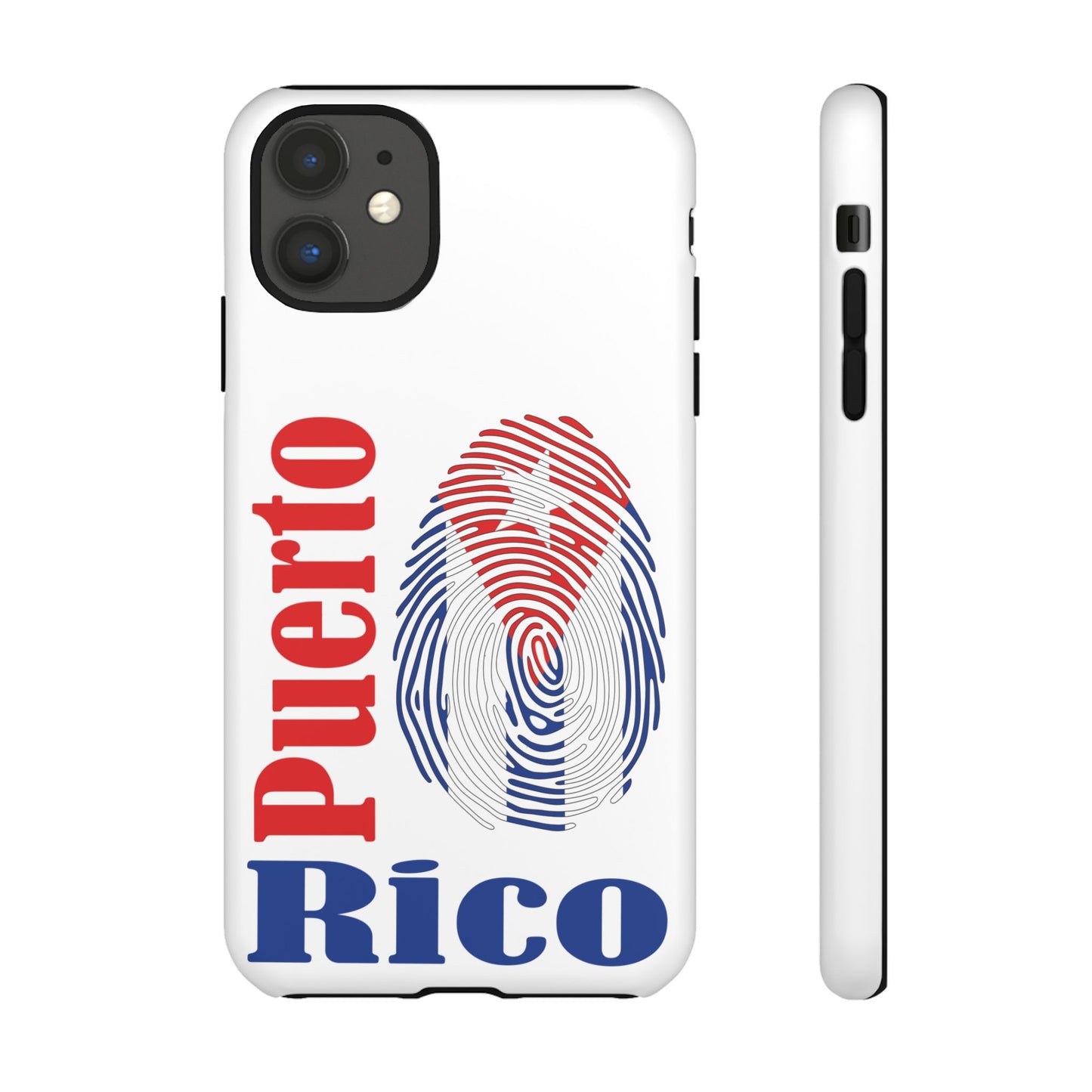 Puerto Rico Fingerprint Phone Case – Patriotic Red & Blue Protective Tough Case