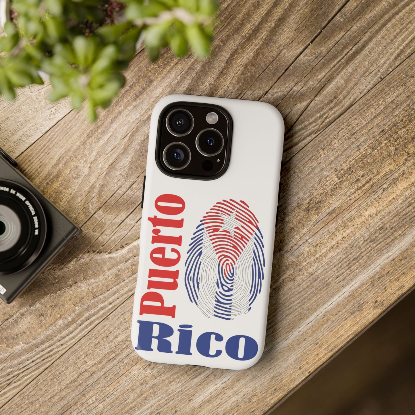 Puerto Rico Fingerprint Phone Case – Patriotic Red & Blue Protective Tough Case