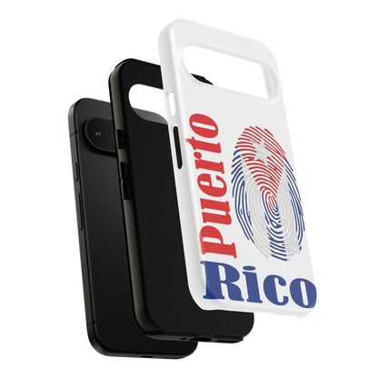 Puerto Rico Fingerprint Phone Case – Patriotic Red & Blue Protective Tough Case