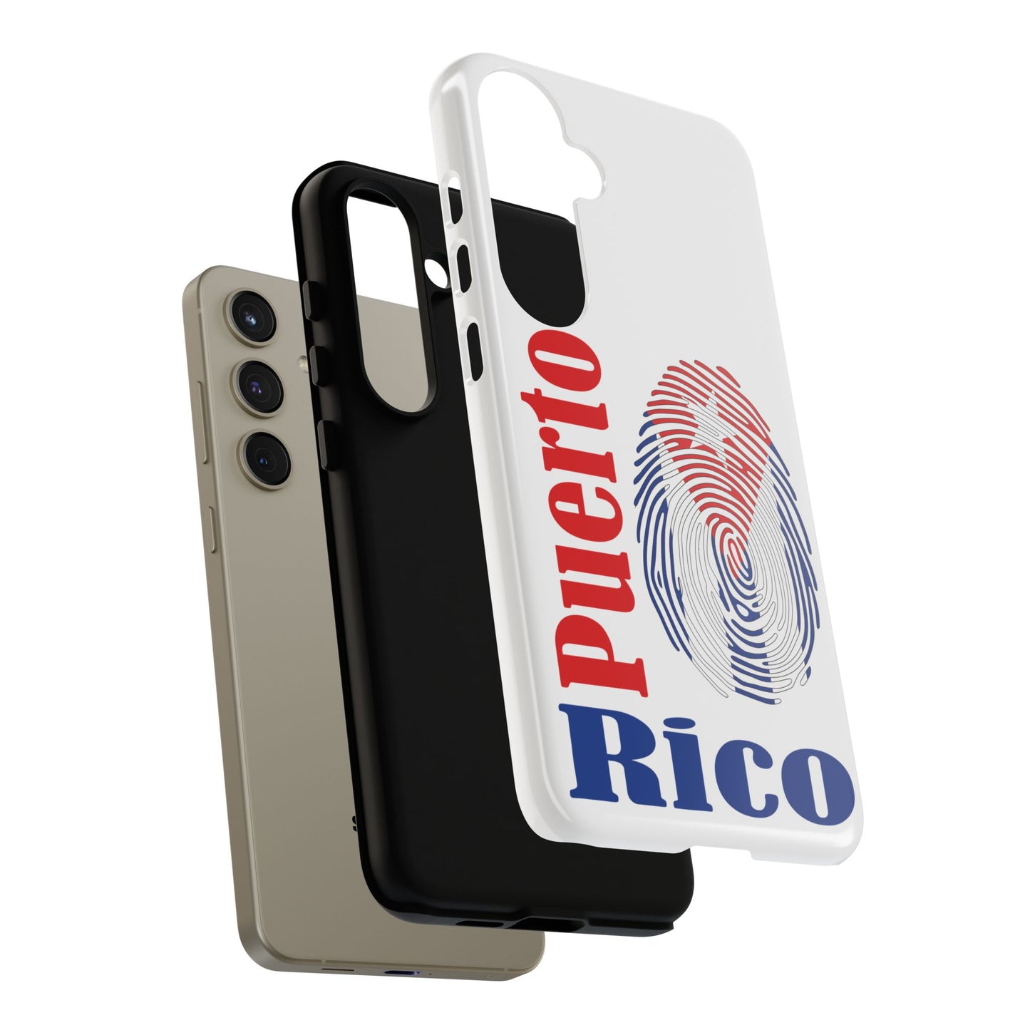 Puerto Rico Fingerprint Phone Case – Patriotic Red & Blue Protective Tough Case