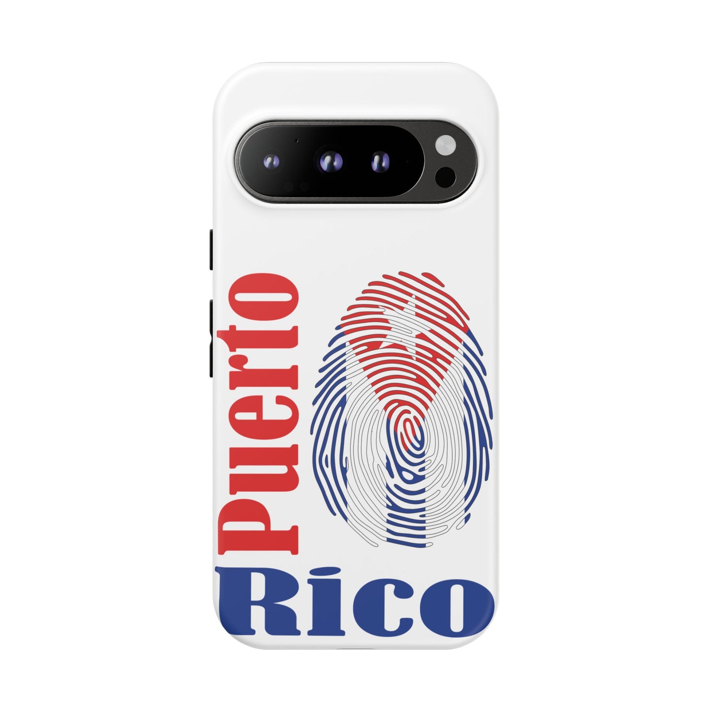 Puerto Rico Fingerprint Phone Case – Patriotic Red & Blue Protective Tough Case