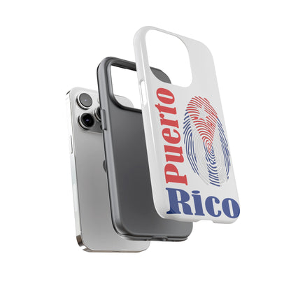 Puerto Rico Fingerprint Phone Case – Patriotic Red & Blue Protective Tough Case