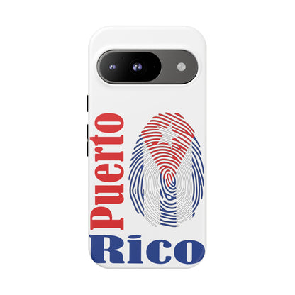 Puerto Rico Fingerprint Phone Case – Patriotic Red & Blue Protective Tough Case