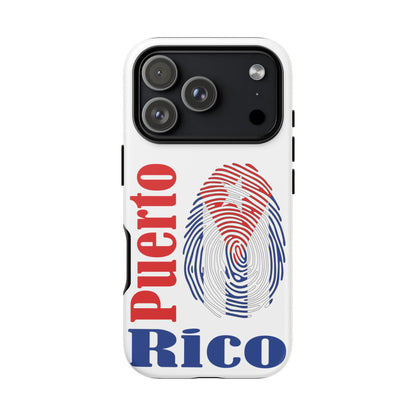Puerto Rico Fingerprint Phone Case – Patriotic Red & Blue Protective Tough Case