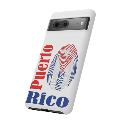 Puerto Rico Fingerprint Phone Case – Patriotic Red & Blue Protective Tough Case