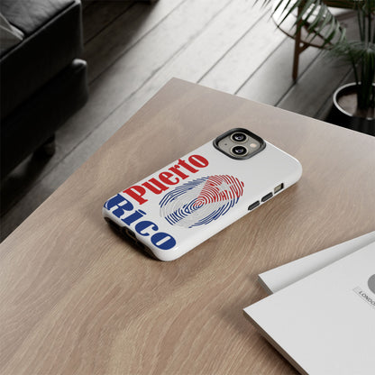 Puerto Rico Fingerprint Phone Case – Patriotic Red & Blue Protective Tough Case