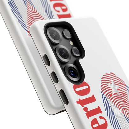 Puerto Rico Fingerprint Phone Case – Patriotic Red & Blue Protective Tough Case